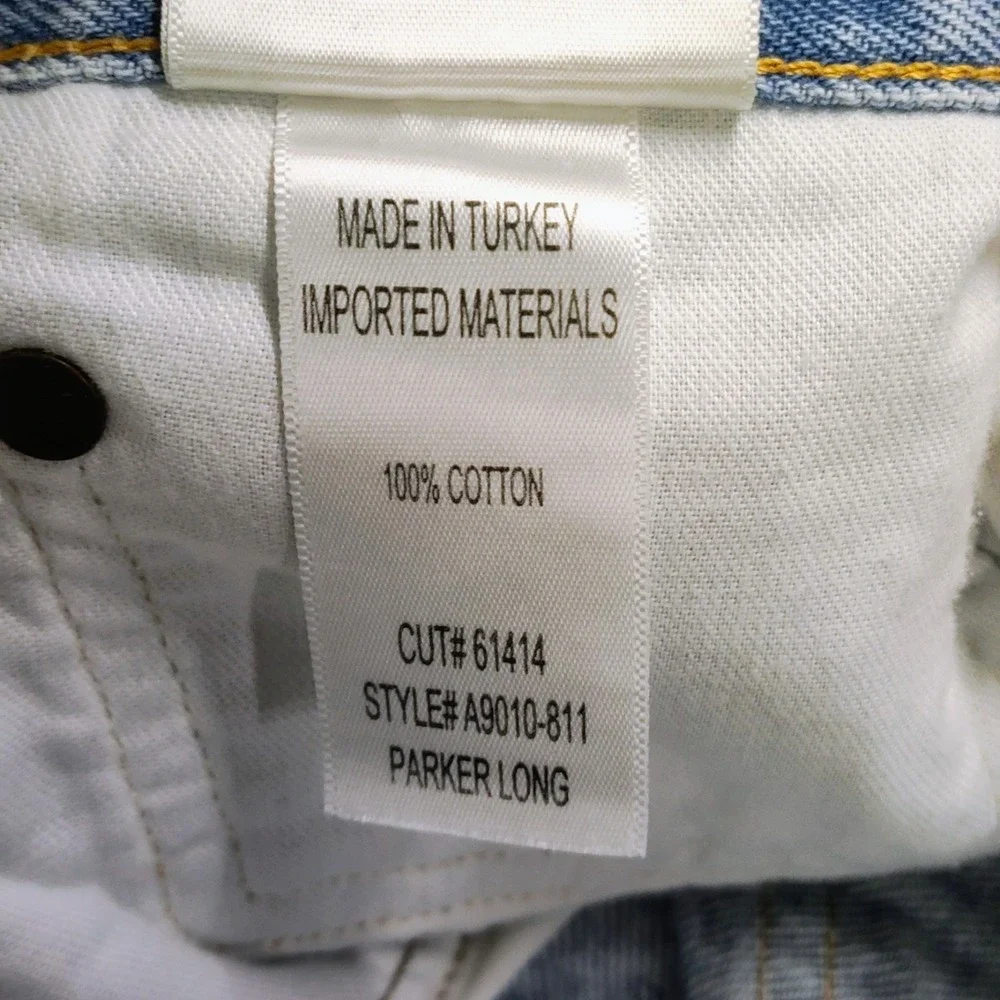 AGOLDE Parker Long Cut Off Jean Shorts 32 High Rise Button Fly Festival Denim